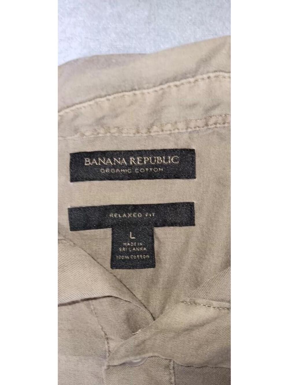 Banana Republic Organic Cotton Relaxed Fit Partial Button Shirt Mens Size Large - Picture 2 of 10
